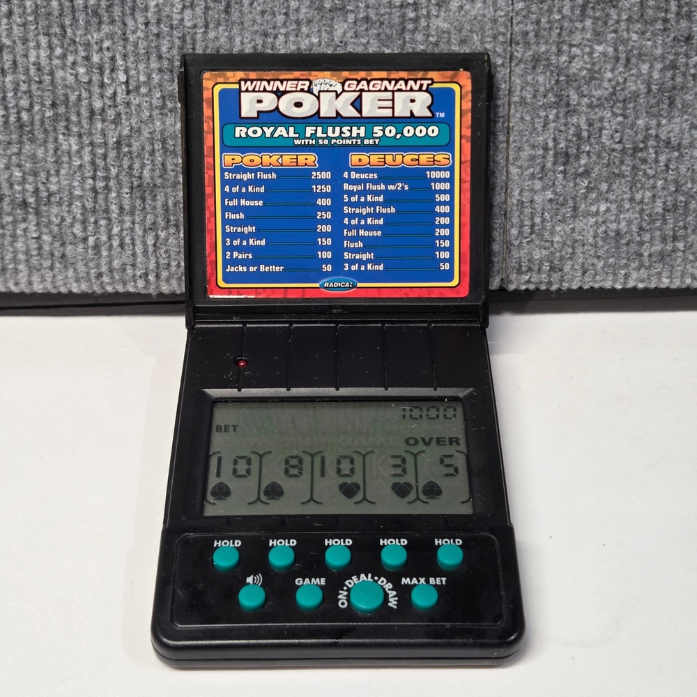 Radica Handheld Poker Deuces Electronic Game Vintage 1998 Model 75002 Black